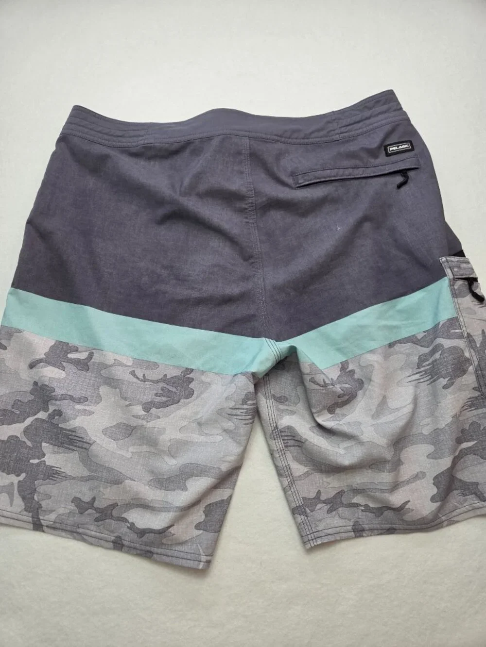 Pelagic High Performance Gray Camo Fishing Board Shorts Men's Size 36